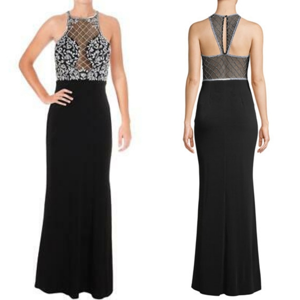 AIDAN MATTOX BEADED JERSEY GOWN
